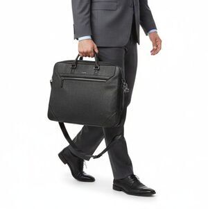 Tumi Briefcase Ashton Collins Zip Coated Canvas Textured Grey Laptop Case